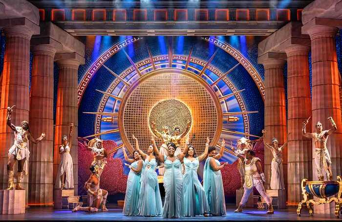 The Muses on Mount Olympus in Hercules at Theatre Royal Drury Lane, London (2025). Photo: Johan Persson/Disney The Muses on Mount Olympus in Hercules at Theatre Royal Drury Lane, London (2025). Photo: Johan Persson/Disney