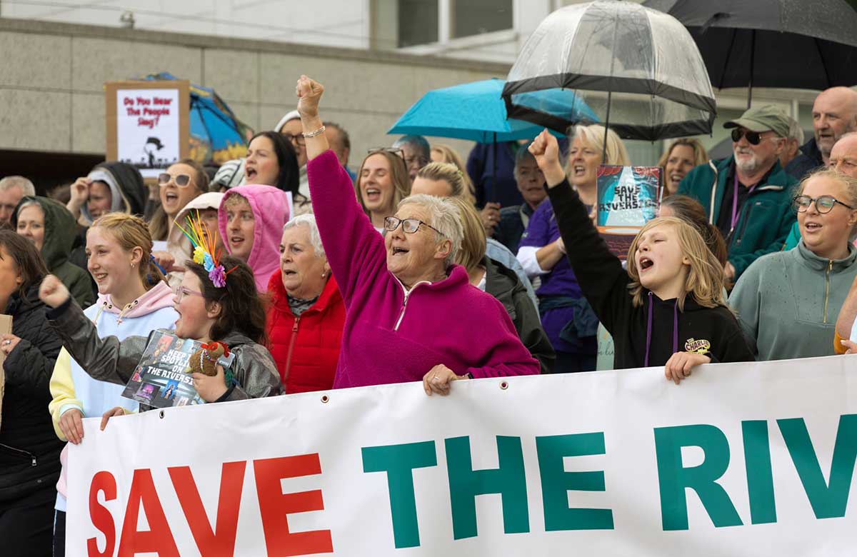 Prostest against the closure of the Riverside Theatre outside the offices of Causeway Coast and Glens Council. Photo: Steven Millar