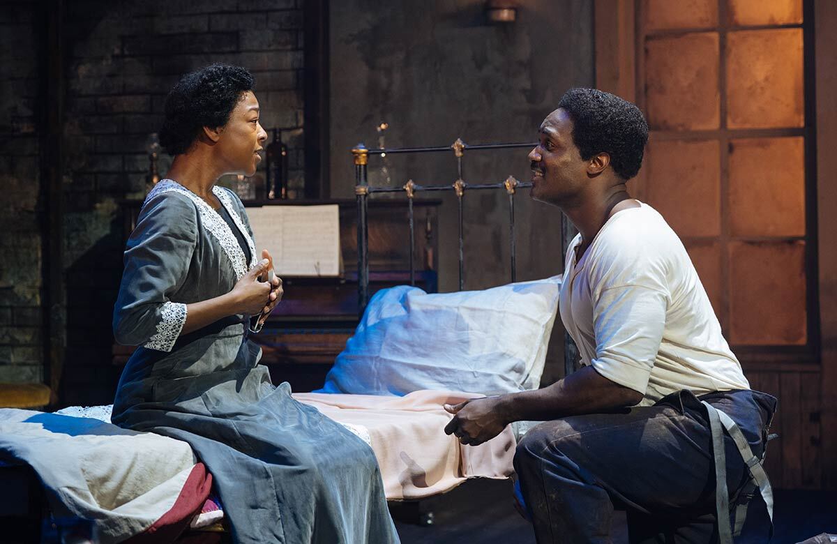 Samira Wiley and Kadiff Kirwan in Intimate Apparel at the Donmar Warehouse, London. Photo: Helen Murray Samira Wiley and Kadiff Kirwan in Intimate Apparel at the Donmar Warehouse, London. Photo: Helen Murray