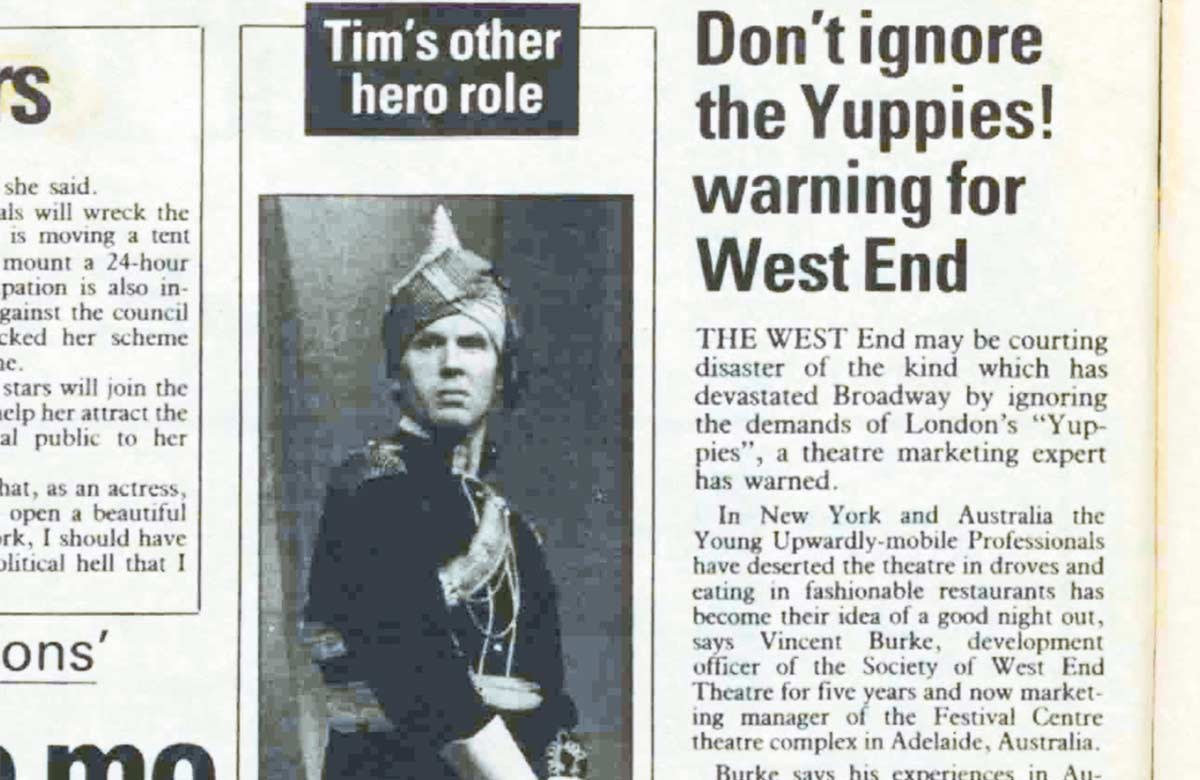 Clipping from The Stage edition of June 27, 1985. Photo: The Stage Archive