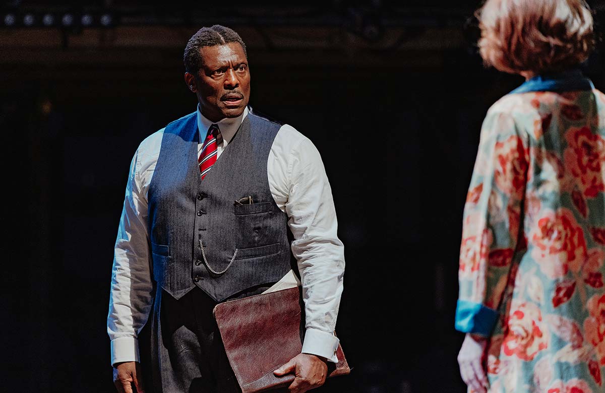 Eamonn Walker and Nicola Stephenson in Liberation at the Royal Exchange Theatre, Manchester. Photo: Isha Shah Photography
