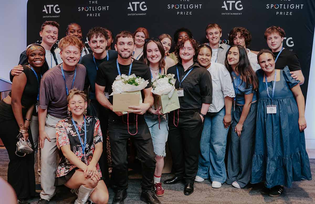 Spotlight Prize 2025 winners Scot Greenan and Polly Graves (with bouquets), surrounded by this year's other nomineees. Photo: Joanna Nicole Photography