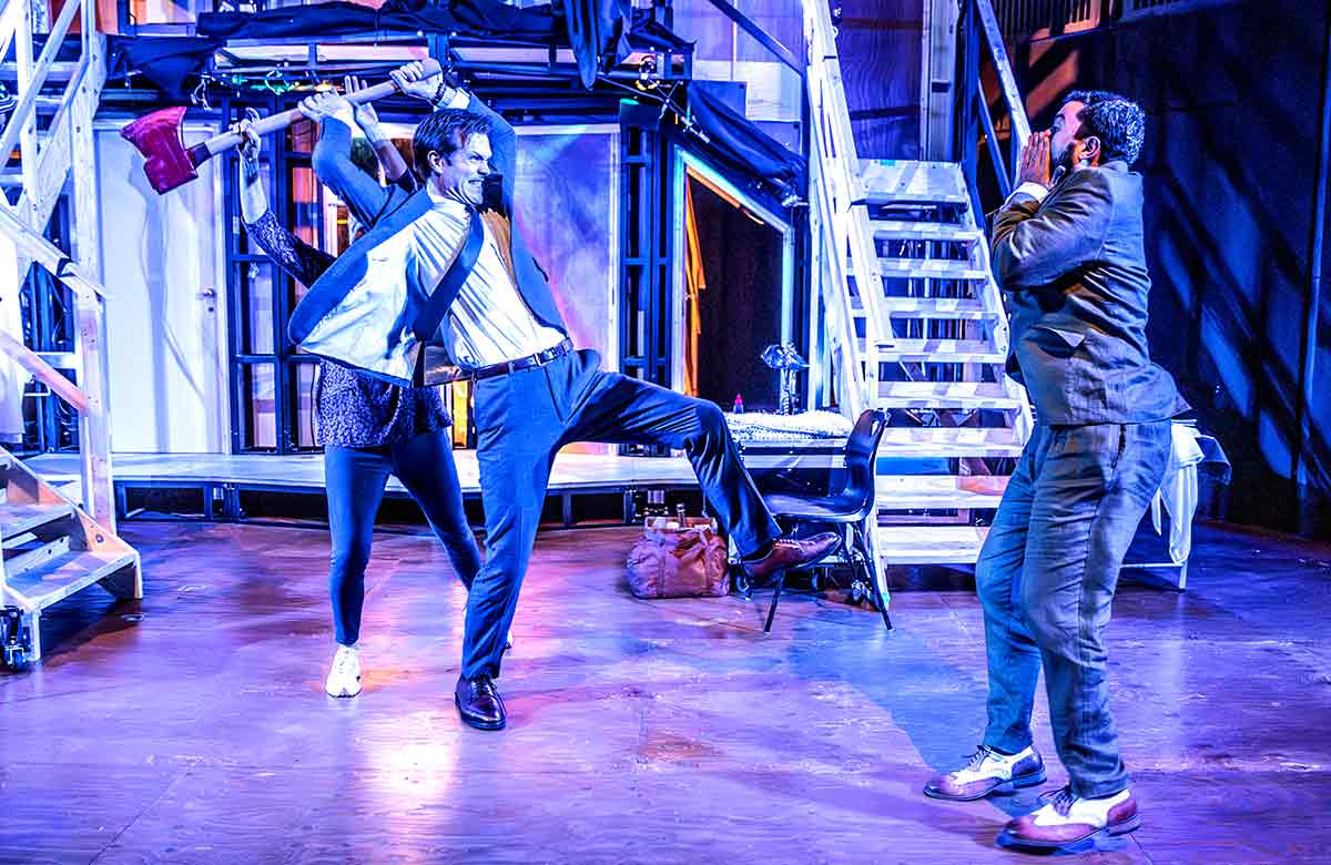 Hilary Maclean, George Kemp and Hisham Abdel Razek in Noises Off at the Theatre by the Lake, Keswick. Photo: Craig Fuller Hilary Maclean, George Kemp and Hisham Abdel Razek in Noises Off at the Theatre by the Lake, Keswick. Photo: Craig Fuller