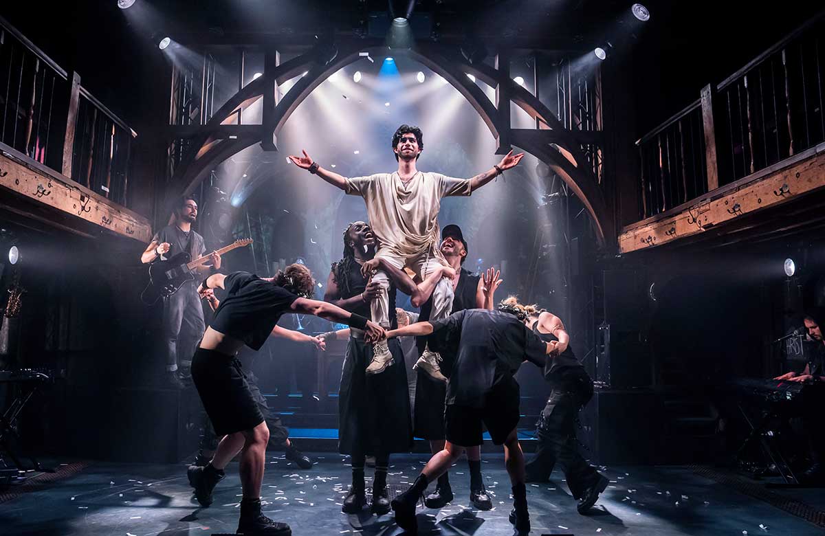 Michael Kholwadia and cast in Jesus Christ Superstar at the Watermill Theatre. Photo: Tristram Kenton