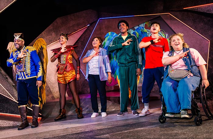 The cast of The Boy with Wings at Polka Theatre, London. Photo: Jake Bush