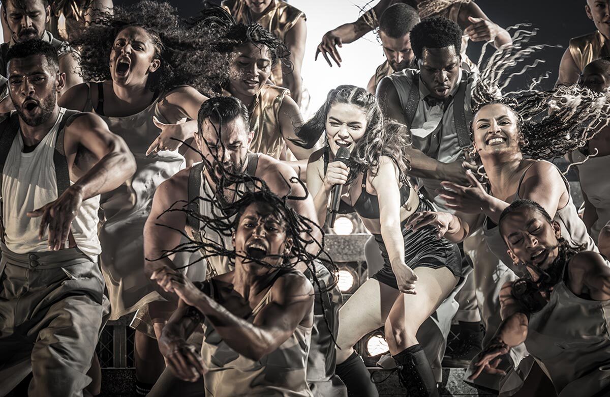 Rachel Zegler and cast in Evita at the London Palladium. Photo: Marc Brenner