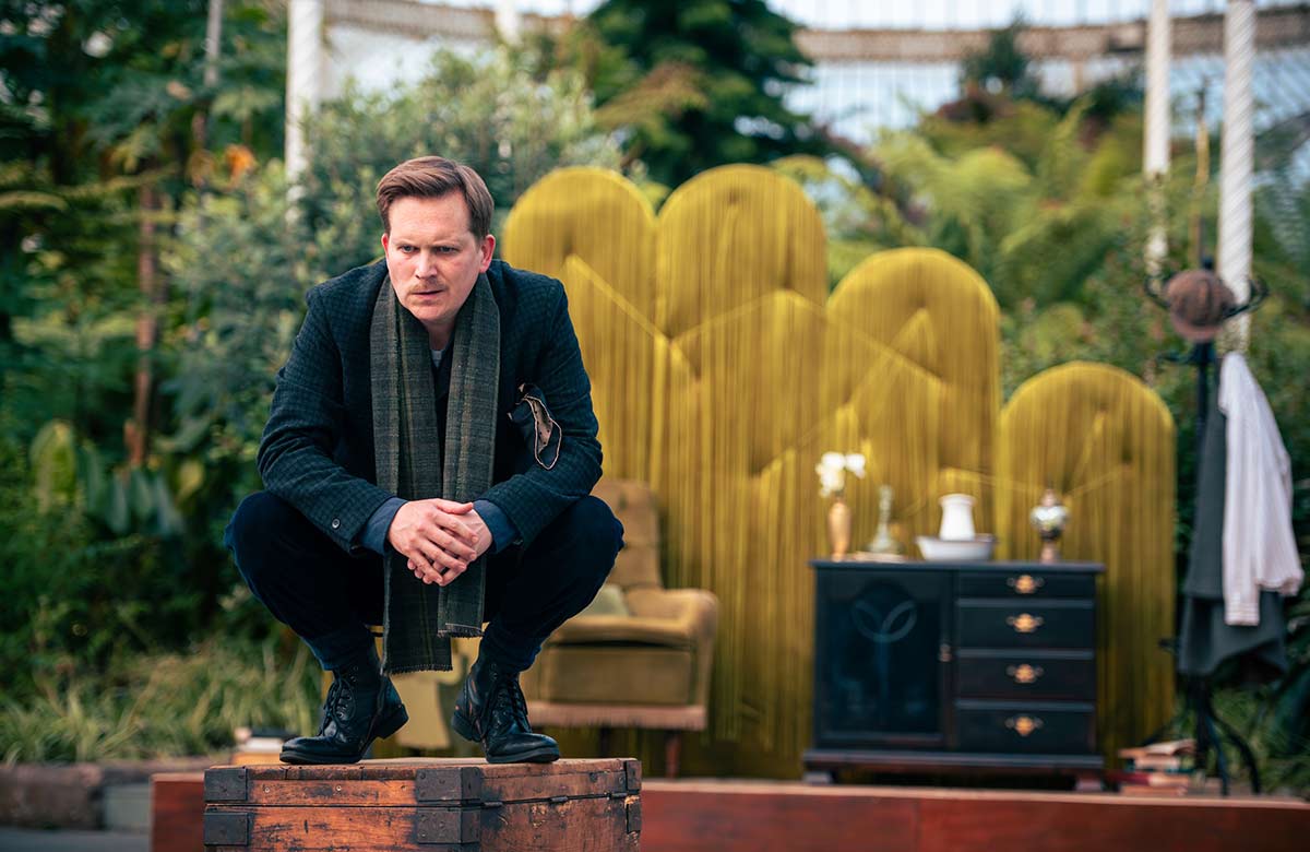Adam Donaldson in Sherlock Holmes – A Scandal in Bohemia at Kibble Palace Glasshouse, Glasgow (2025). Photo: Tommy Ga-Ken Wan Adam Donaldson in Sherlock Holmes – A Scandal in Bohemia at Kibble Palace Glasshouse, Glasgow (2025). Photo: Tommy Ga-Ken Wan