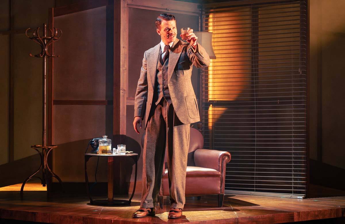 Alexander Service in The 39 Steps at Pitlochry Festival Theatre, Pitlochry. Photo: Tommy Ga-Ken Wan