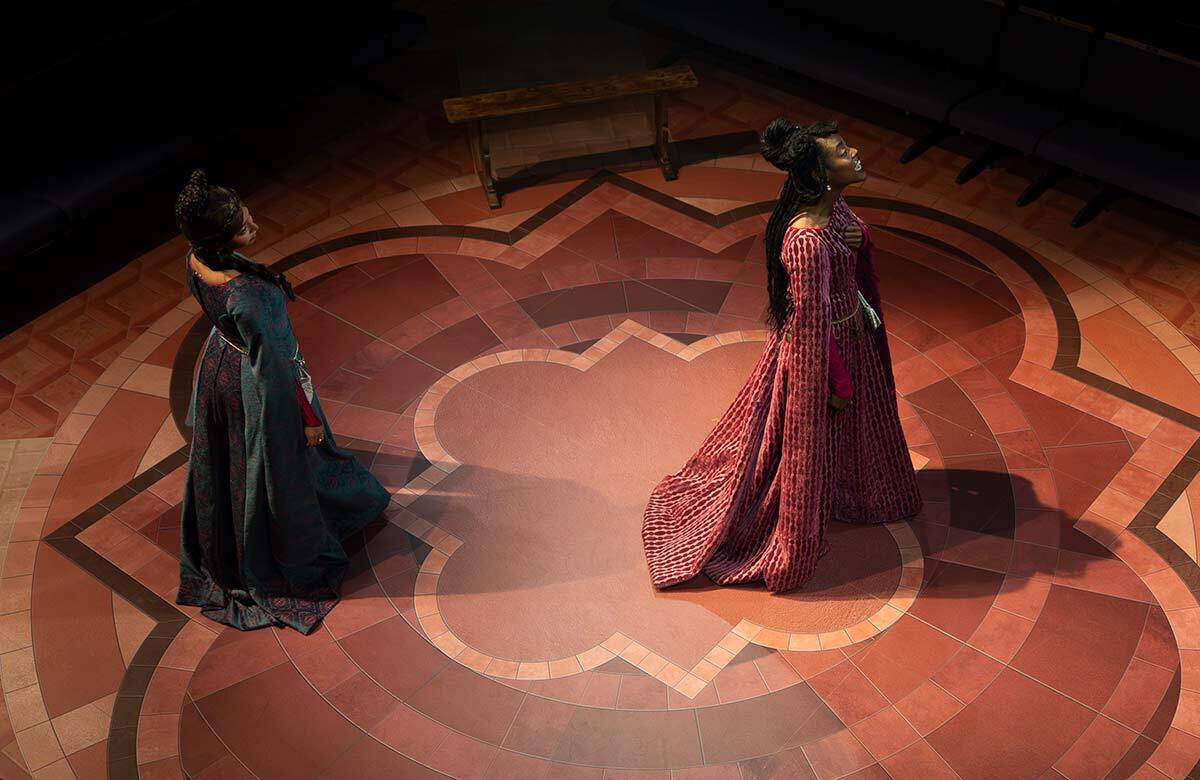 Anushka Chakravarti and Arsema Thomas in Poor Clare at the Orange Tree Theatre, London. Photo: Ellie Kurttz