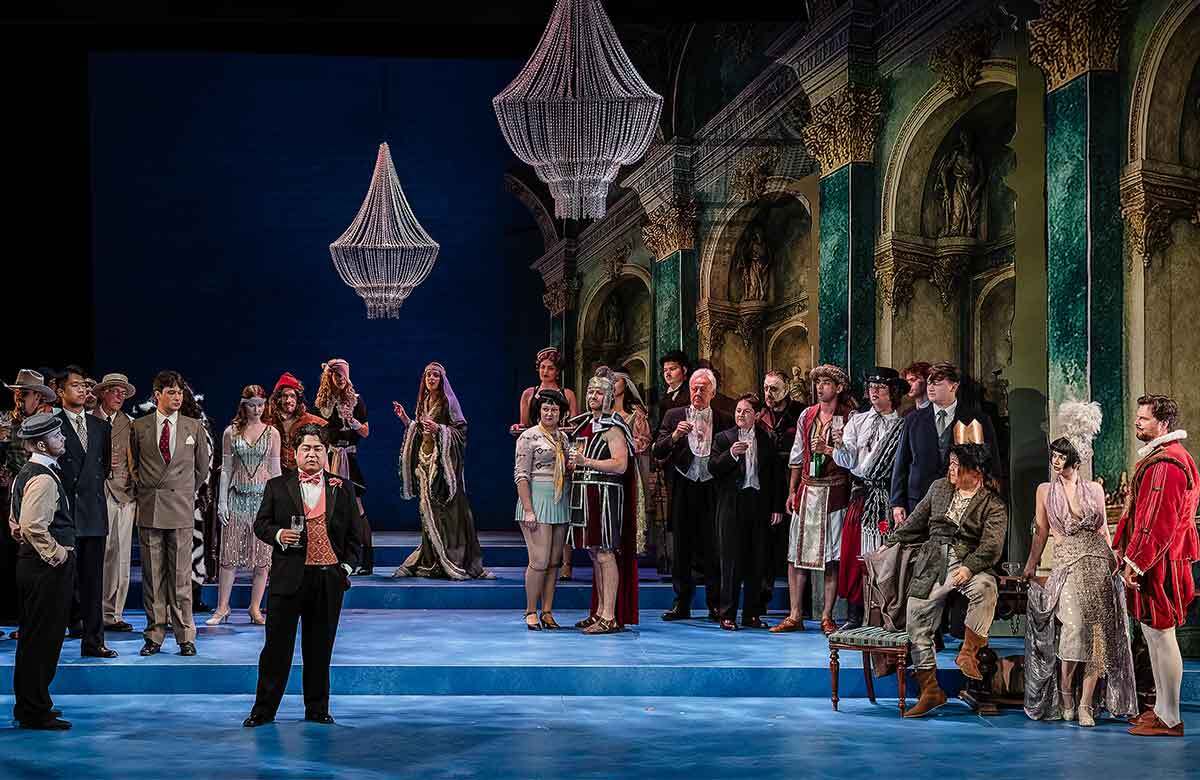 The cast of Rigoletto at the Coade Theatre, Bryanston, Dorset. Photo: Julian Guidera