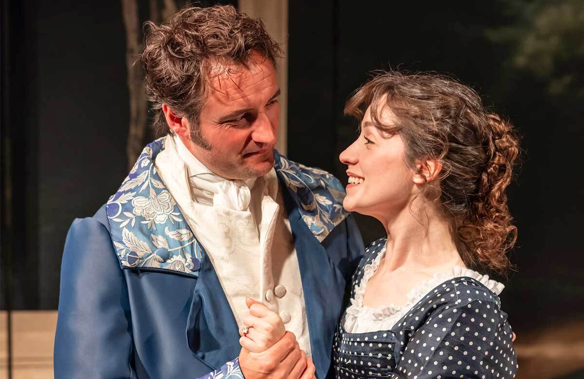 James Bye and Jamie-Rose Duke in Death Comes to Pemberley at Theatre Royal, Windsor. Photo: Pamela Raith