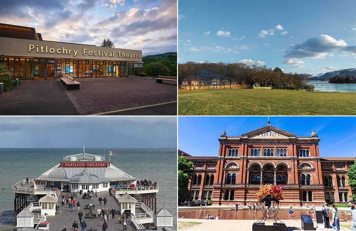 The Pitlochry Festival Theatre, the Theatre by the Lake, the Pavilion Theatre the Victoria and Albert Museum. Photo: Fraser Band/Stuart Holmes/Shutterstock