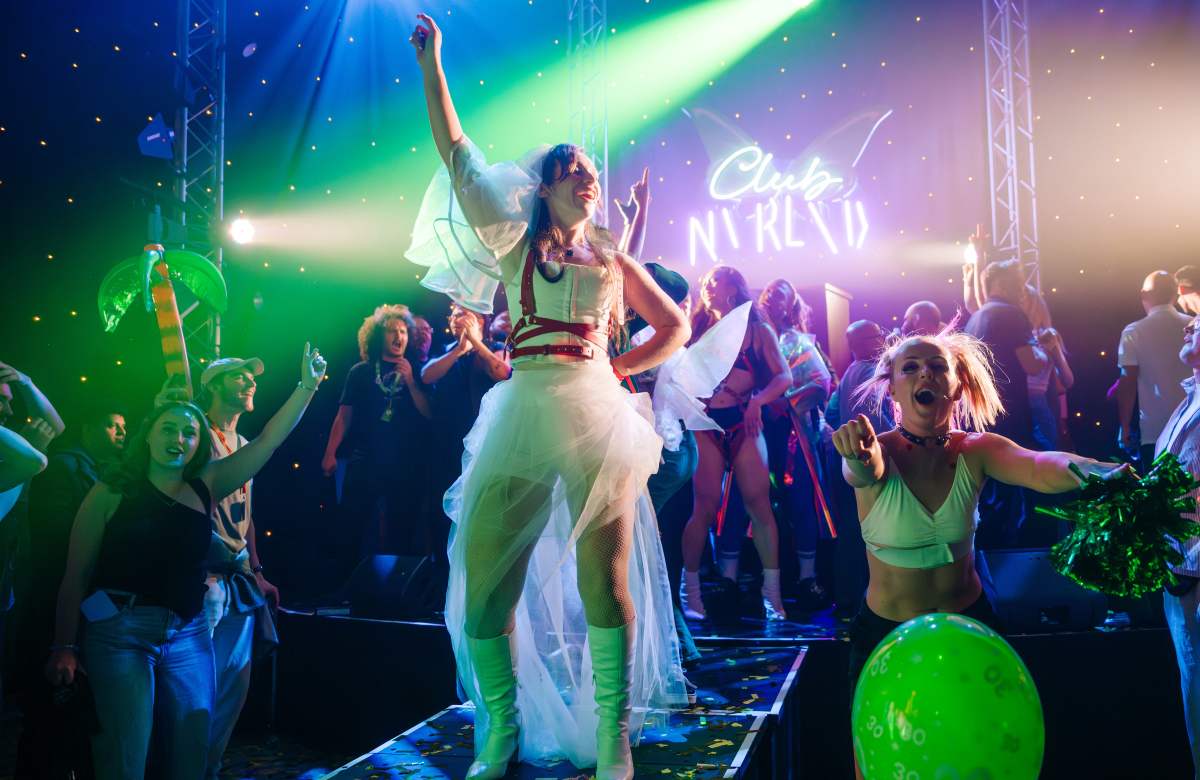 The cast of Club NVRLND at Assembly Checkpoint, Edinburgh. Photo: Mihaela Bodlovic