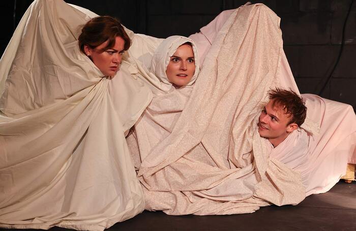 Florence Lace-Evans, Alexandra O&rsquo;Neill and Jonas Moore in Yes, We&rsquo;re Related at Underbelly Cowgate, Edinburgh