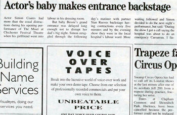 Backstage baby drama – 30 years ago in The Stage