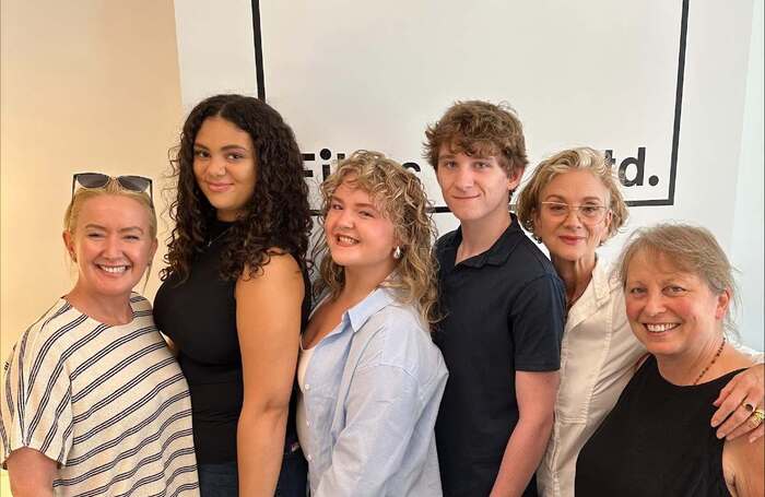 Lindsay Inglesby (left), Sally Woodward Gentle (second from right) and Pat Lees (right) with students involved in the EdFringe sponsorship scheme