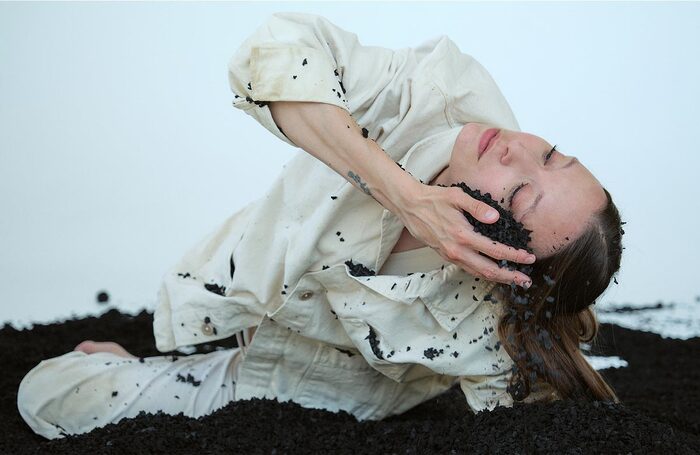 Sarah Aviaja Hammeken in AVIAJA Dance: Soil at Assembly @ Dance Base, Edinburgh. Photo: Amalie Ivalo Hammeken