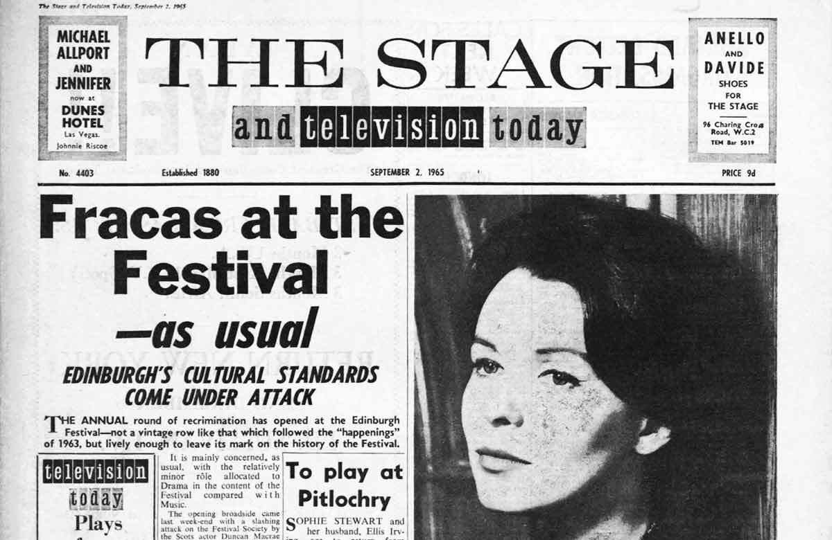 Clipping from The Stage edition of September 2, 1965