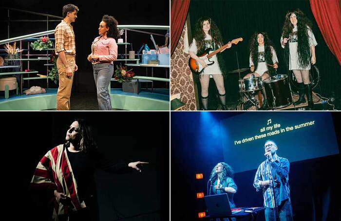 Clockwise from top left: Hot Mess at Pleasance Courtyard, PHILOSOPHY OF THE WORLD at Summerhall, Ohio at Assembly Roxy, #CHARLOTTESVILLE at Pleasance Courtyard. Photos: Mark Senior/FOTMETRO Rona Bar and Ofek Avshalom/Mihaela Bodlovic