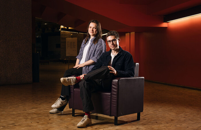 Ellie Coote and Jack Godfrey, respectively the writer and composer behind the acclaimed new musical Hot Mess, pictured at the Barbican Centre, London. Photo: Alex Brenner