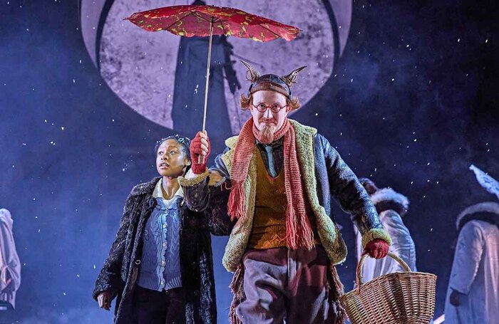 Kudzai Mangombe and Alfie Richards in The Lion, the Witch and the Wardrobe at Sadler's Wells, London. Photo: Brinkhoff-Moegenburg