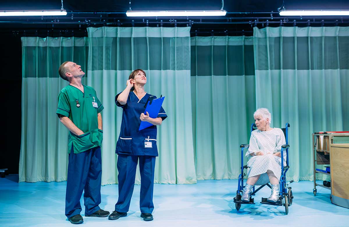 Martin Docherty, Helen Logan and Ann Louise Ross in Black Hole Sign at the Tron Theatre, Glasgow. Photo:Mihaela Bodlovic