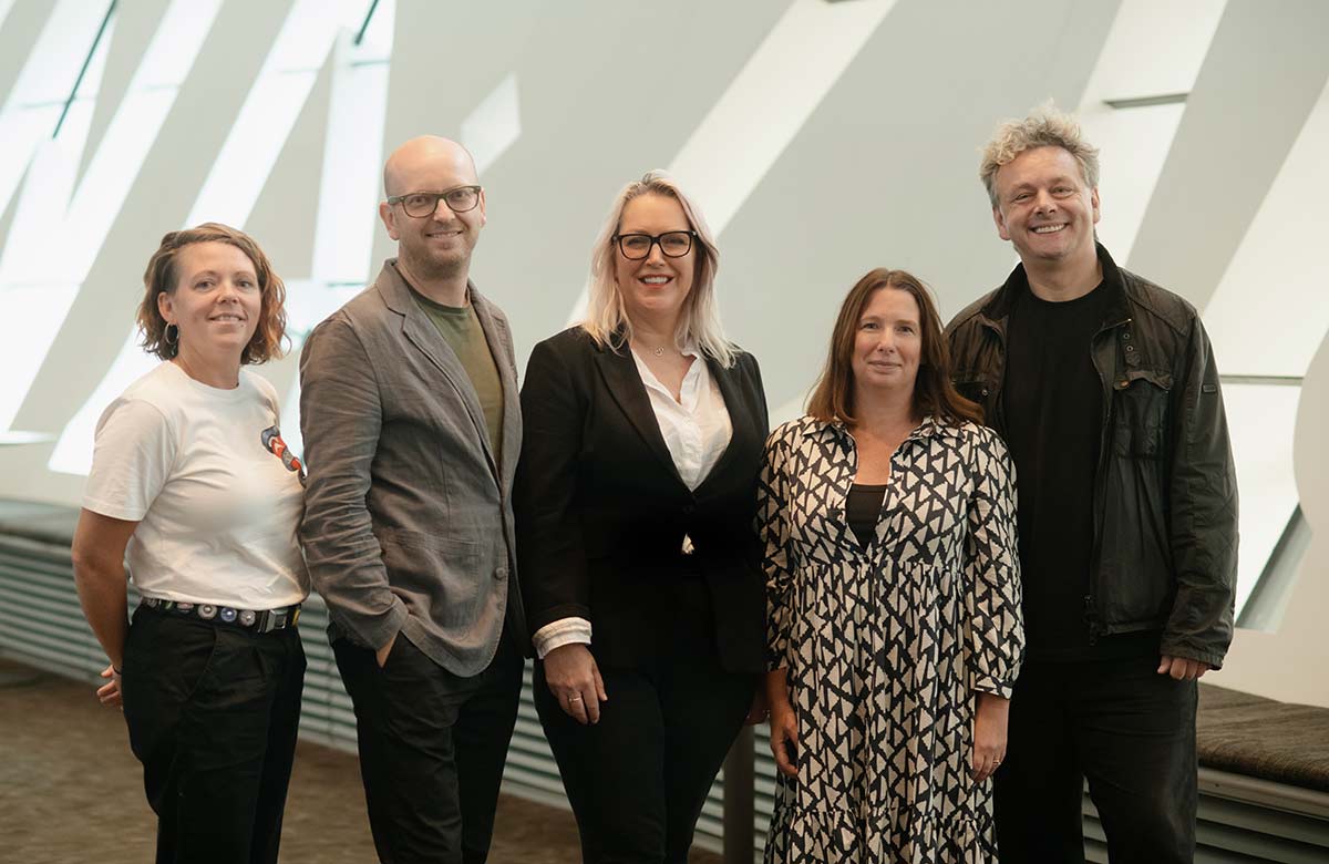 Welsh National Theatre's Sharon Gilburd (centre) and Michael Sheen (right) with Hannah Williams (BBC), Tim Price (Welsh National Theatre) and Roxanne Harvey (BBC) Welsh National Theatre's Sharon Gilburd (centre) and Michael Sheen (right) with Hannah Williams (BBC), Tim Price (Welsh National Theatre) and Roxanne Harvey (BBC)