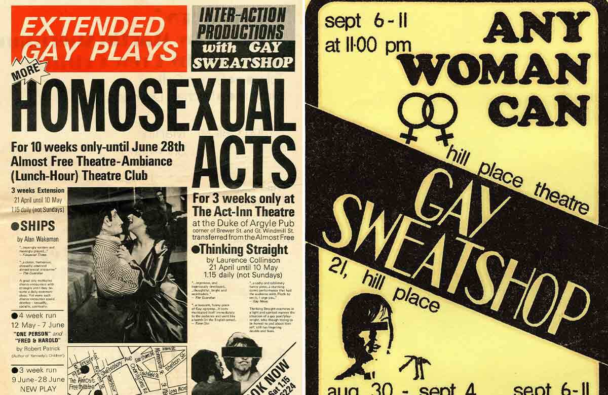 Montage of posters displayed as part of the Radical Rediscovery: Homosexual Acts and Beyond exhibition