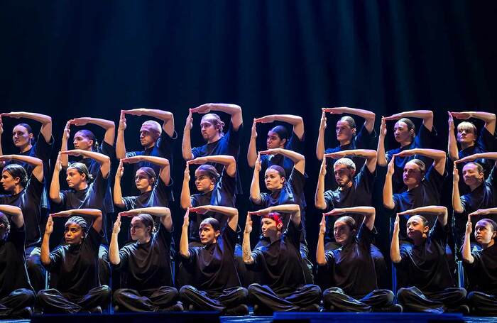 The company of Sadeck Berrabah’s Murmuration Level 2 at Peacock Theatre, London. Photo: Tristram Kenton The company of Sadeck Berrabah’s Murmuration Level 2 at Peacock Theatre, London. Photo: Tristram Kenton