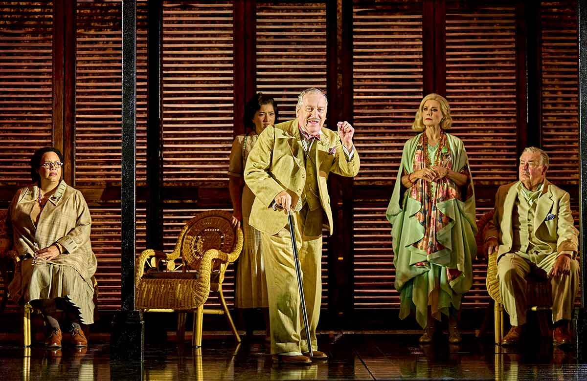 Helen Katamba, Camilla Anvar, Mark Hadfield, Glynis Barber and Terence Wilton in Death on the Nile at Richmond Theatre, London. Photo: Manuel Harlan