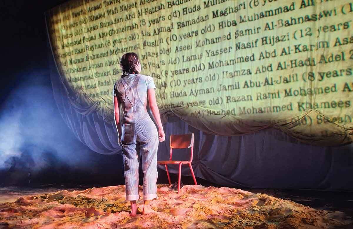Sarah Agha in A Grain of Sand at the Liverpool Arab Arts Festival. Photo: Toufik Douib Sarah Agha in A Grain of Sand at the Liverpool Arab Arts Festival. Photo: Toufik Douib