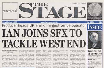 David Ian’s move to SFX – 25 years ago in The Stage