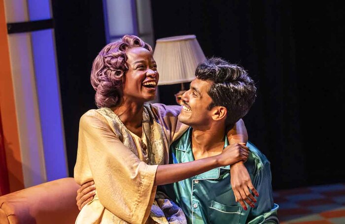 Pepter Lunkuse and Chirag Benedict Lobo in Private Lives at Rose Theatre, Kingston, London. Photo: Pamela Raith