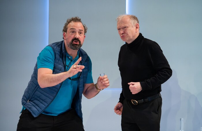 Steve Zissis and John Albasiny in Da Vinci's Laundry at Riverside Studios, London. Photo: Teddy Cavendish