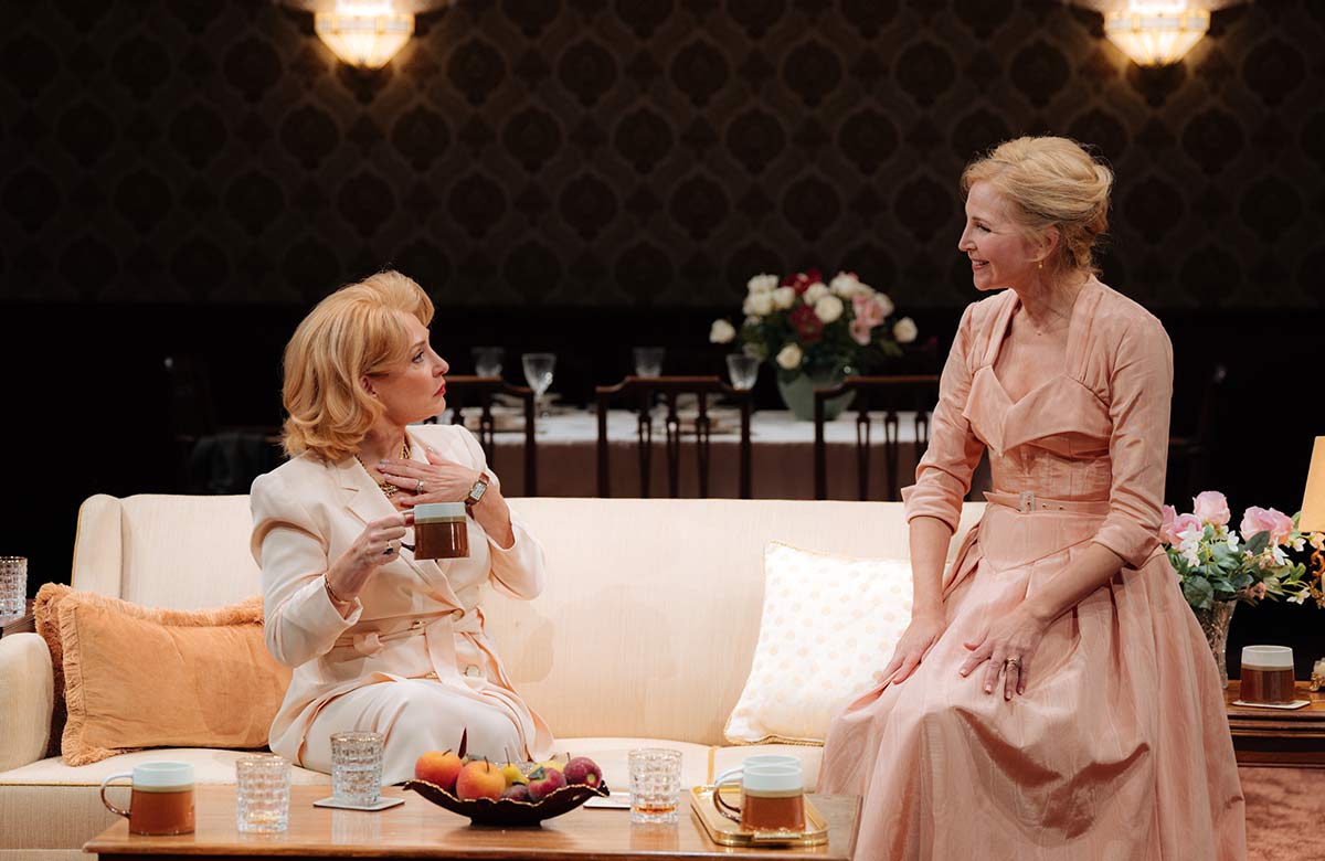 Tracy-Ann Oberman and Jennifer Westfeldt in The Assembled Parties at the Hampstead Theatre, London. Photo: Helen Murray