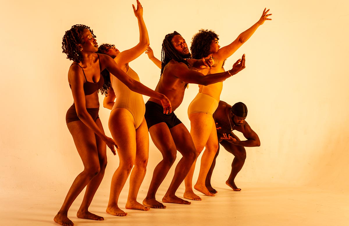 The cast of Toussaint to Move: Free at Sadler’s Wells East, London. Photo: Solomon Charles Kelly The cast of Toussaint to Move: Free at Sadler’s Wells East, London. Photo: Solomon Charles Kelly