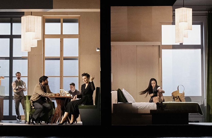 The cast of The Makropulos Case at the Royal Opera House, London. Photo: Camilla Greenwell The cast of The Makropulos Case at the Royal Opera House, London. Photo: Camilla Greenwell