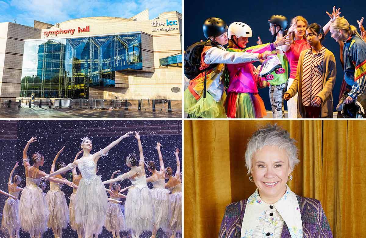 Clockwise from top left: Birmingham Symphony Hall, the NT Connections programme in action, Emma Rice and the Birmingham Royal Ballet. Photos: Shutterstock/Jimmy Lee/Andrew Ross Clockwise from top left: Birmingham Symphony Hall, the NT Connections programme in action, Emma Rice and the Birmingham Royal Ballet. Photos: Shutterstock/Jimmy Lee/Andrew Ross