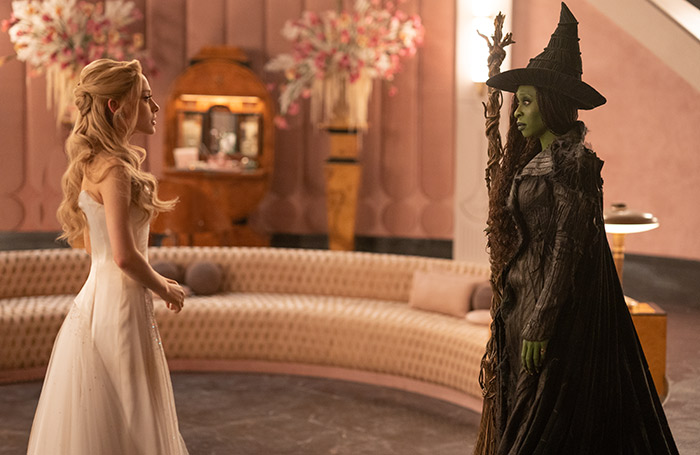 Ariana Grande and Cynthia Erivo in Wicked for Good. Photo: Giles Keyte/Universal Pictures