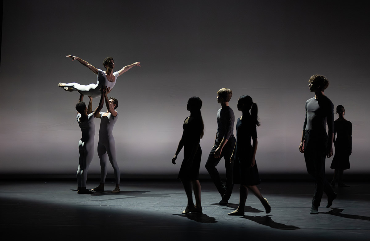 Alejandro Virelles and the London City Ballet company in Jerome Robbins' Quiet City at Linbury Theatre, Royal Opera House, London. Photo: Ash