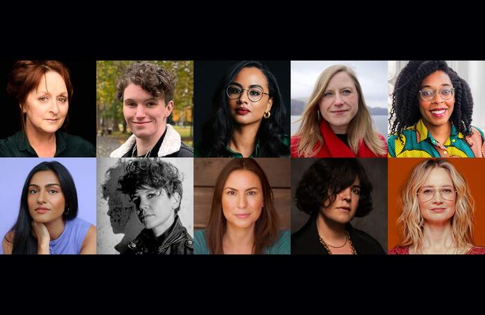Barbara Bergin, Hannah Doran, Amy Jephta, Frances Poet and Ro Reddick (top); Jasmine Sharma, Jen Silverman, DeLanna Studi, Else Went and Bess Wohl (bottom)