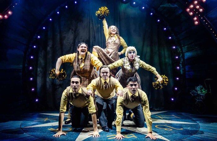 The company of Ride the Cyclone at Southwark Playhouse Elephant, London. Photo: Danny Kaan