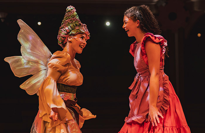 Emma Grace Arends and Tia Larsen in Cinderella at Shakespeare North Playhouse, Prescot. Photo: Patch Dolan