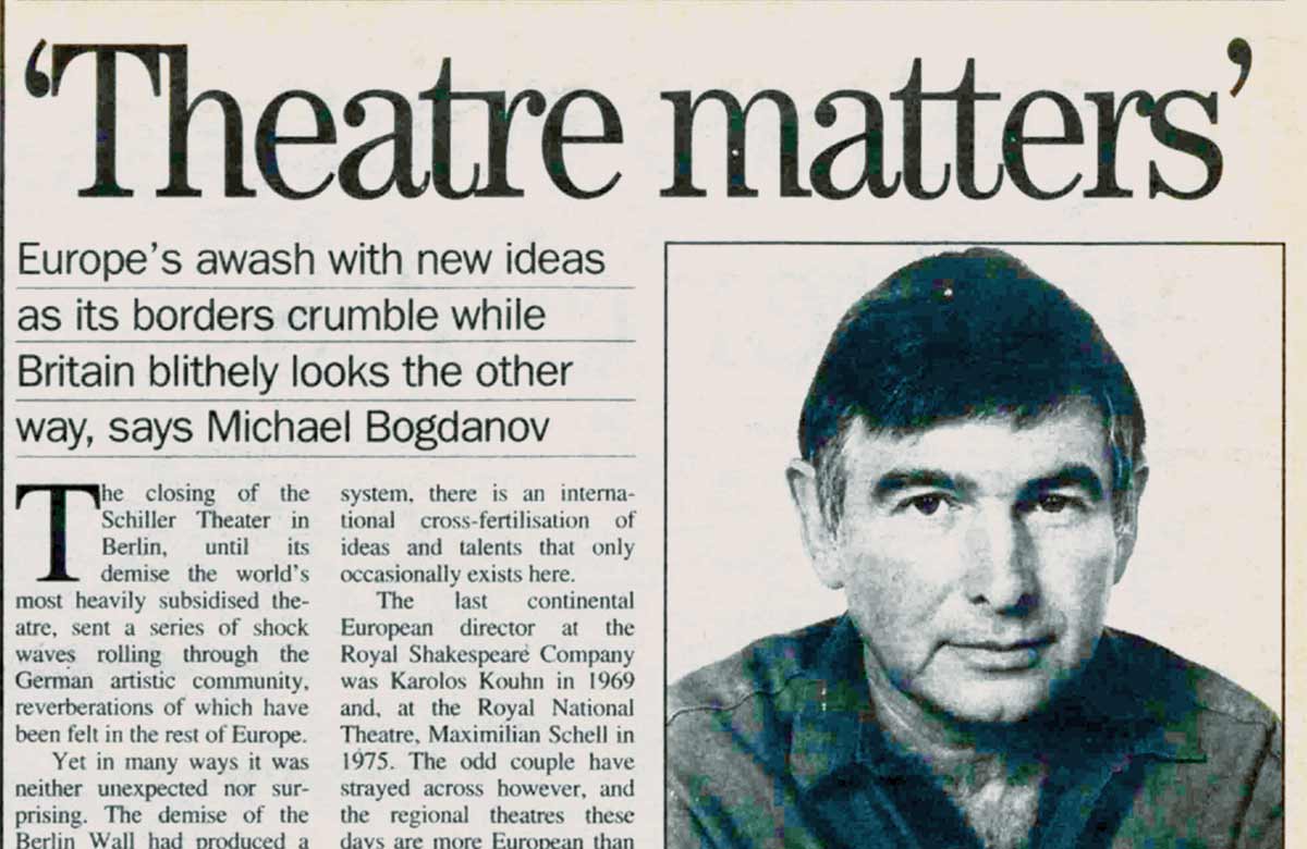 Clipping from the November 30, 1995 edition of The Stage Clipping from the November 30, 1995 edition of The Stage