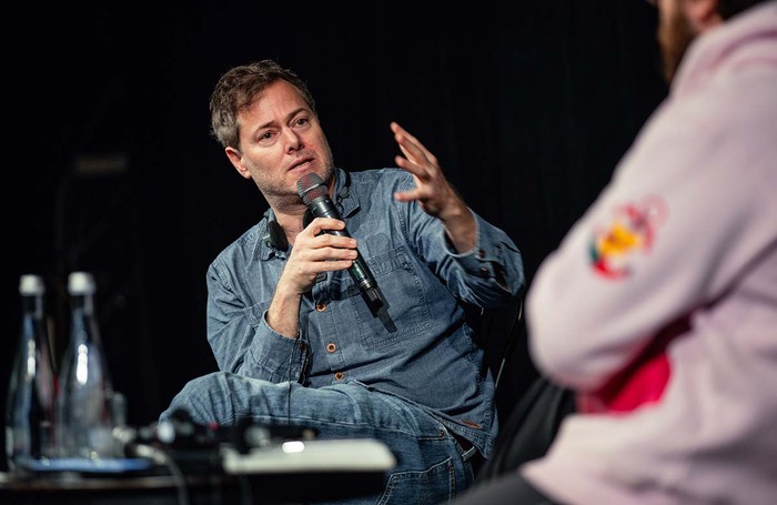 Milo Rau speaking as part of the Resistance Now! tour. Photo: Anastasiia Telikova