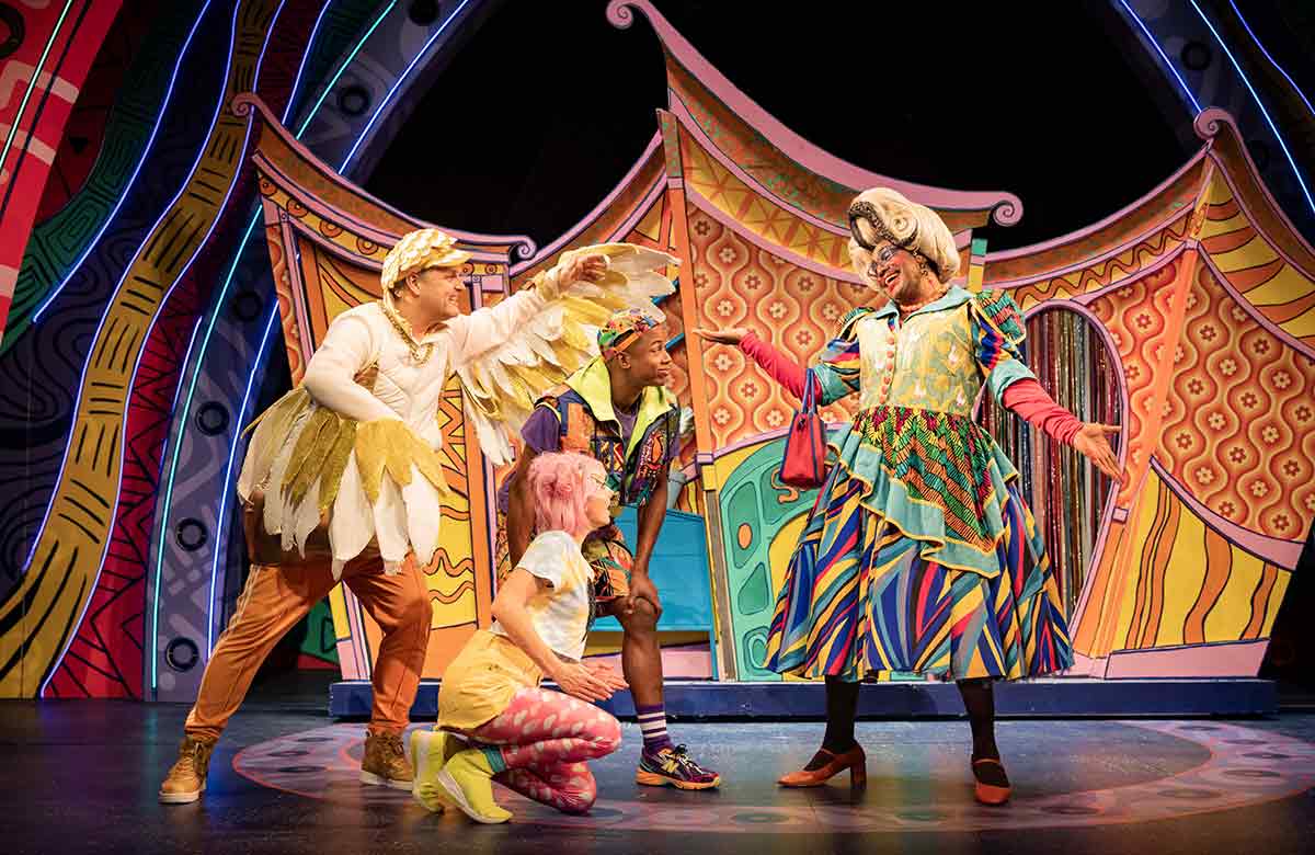 Ch&eacute; Walker, Marcellus Whyte, Charlie Cameron, Duane Gooden in Mama Goose at Theatre Royal Stratford East, London. Photo: Mark Senior
