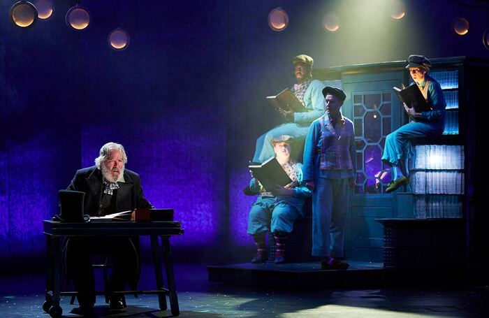 Lloyd Hutchinson, Wren Dennehy, Michael Tient, Emmet Kirwan and Fiona Bell in A Christmas Carol at Gate Theatre, Dublin. Photo: Ros Kavanagh Lloyd Hutchinson, Wren Dennehy, Michael Tient, Emmet Kirwan and Fiona Bell in A Christmas Carol at Gate Theatre, Dublin. Photo: Ros Kavanagh