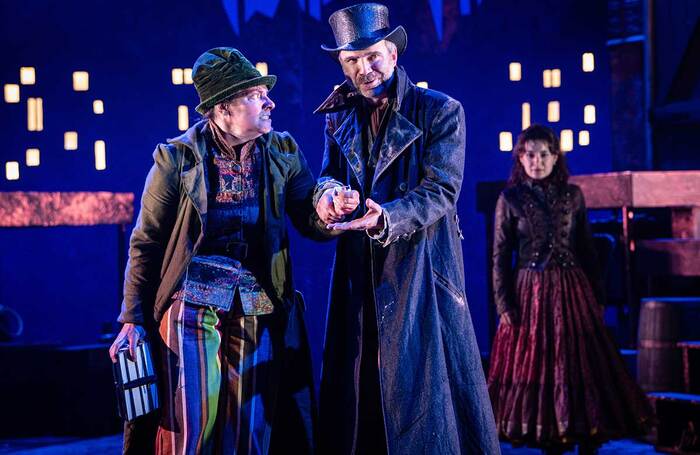 Polly Lister, Dan McGarry and Analiese Emerson Guettinger in Oliver Twist at Derby Theatre. Photo: Graeme Braidwood Polly Lister, Dan McGarry and Analiese Emerson Guettinger in Oliver Twist at Derby Theatre. Photo: Graeme Braidwood