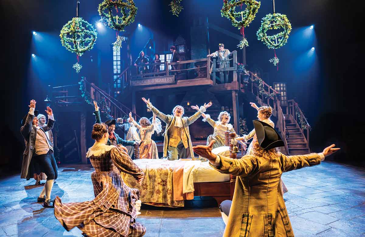 A Christmas Carol at the Crucible, Sheffield, incorporates traditional Sheffield carols, which are sung a cappella by the cast. Photo by Johan Persson