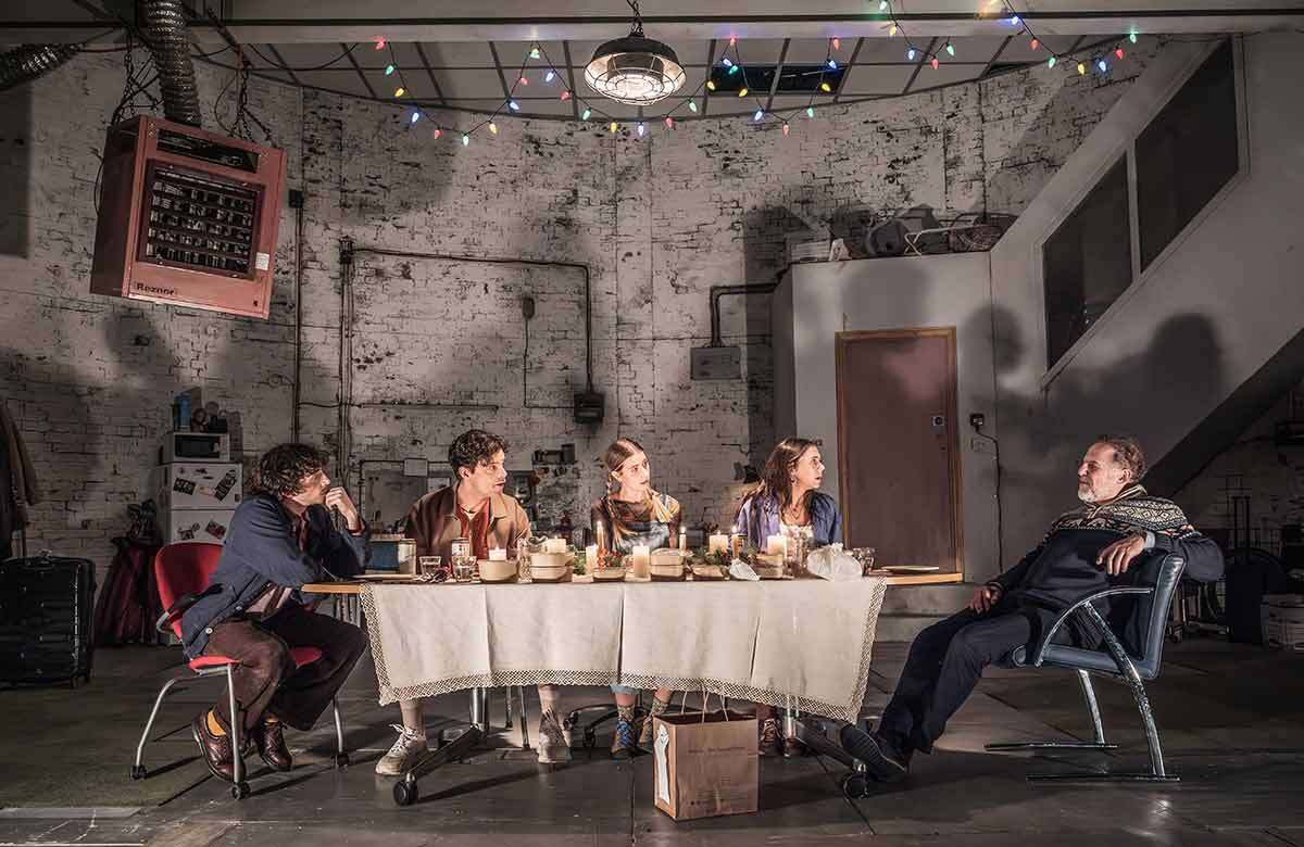 The cast of Christmas Day at the Almeida Theatre, London. Photo: Marc Brenner